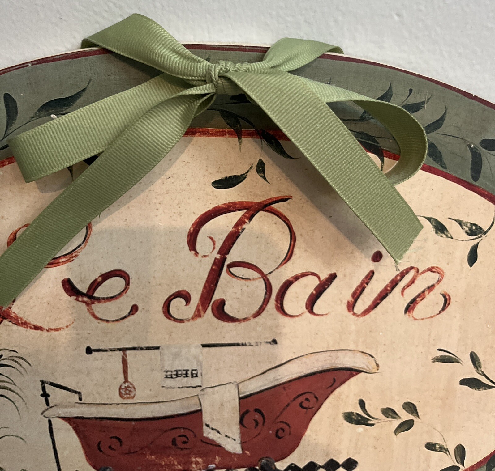 Le Bain Wood Platter Wall Art Plaque Vintage French Country Bathroom Decor 15×10