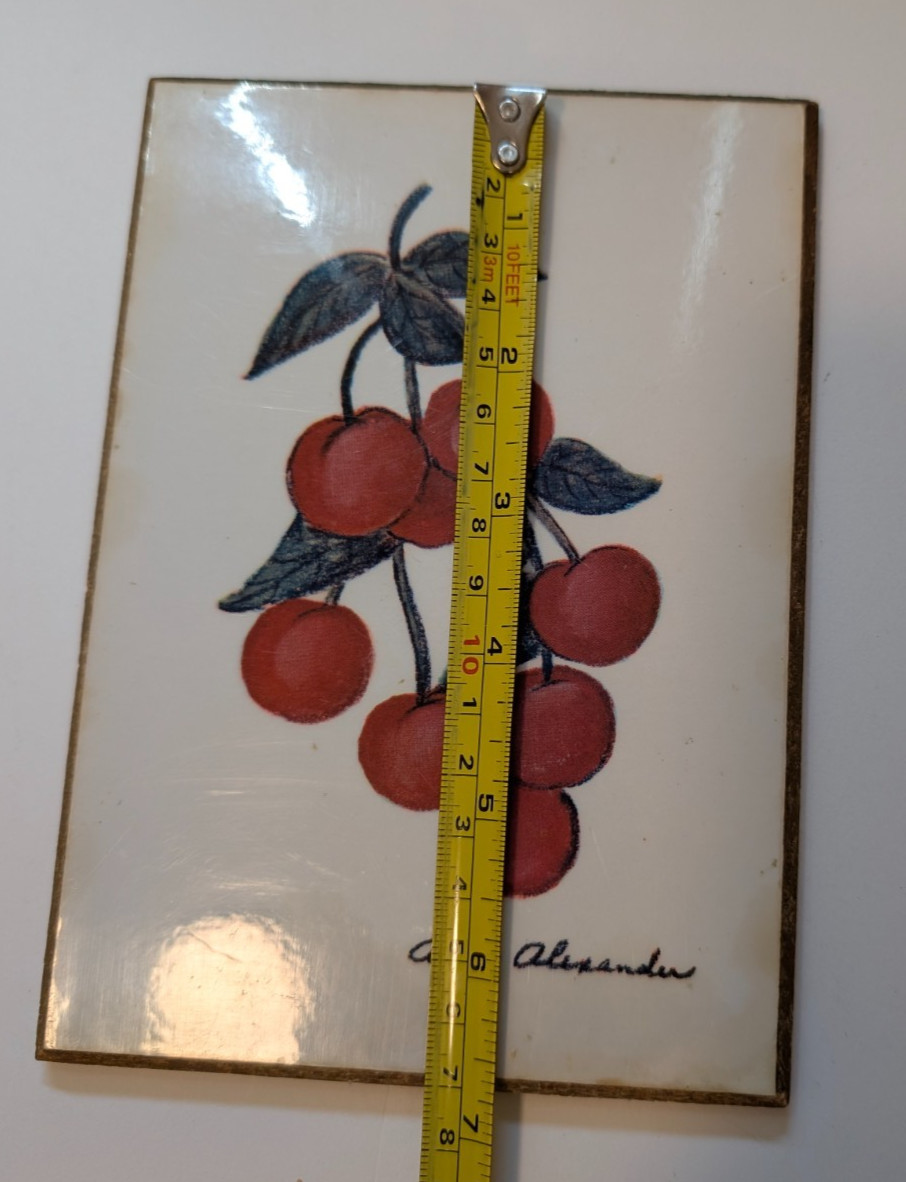 Arla Alexander Art Wall Plaque Cherries Lightweight Hanging 7×5
