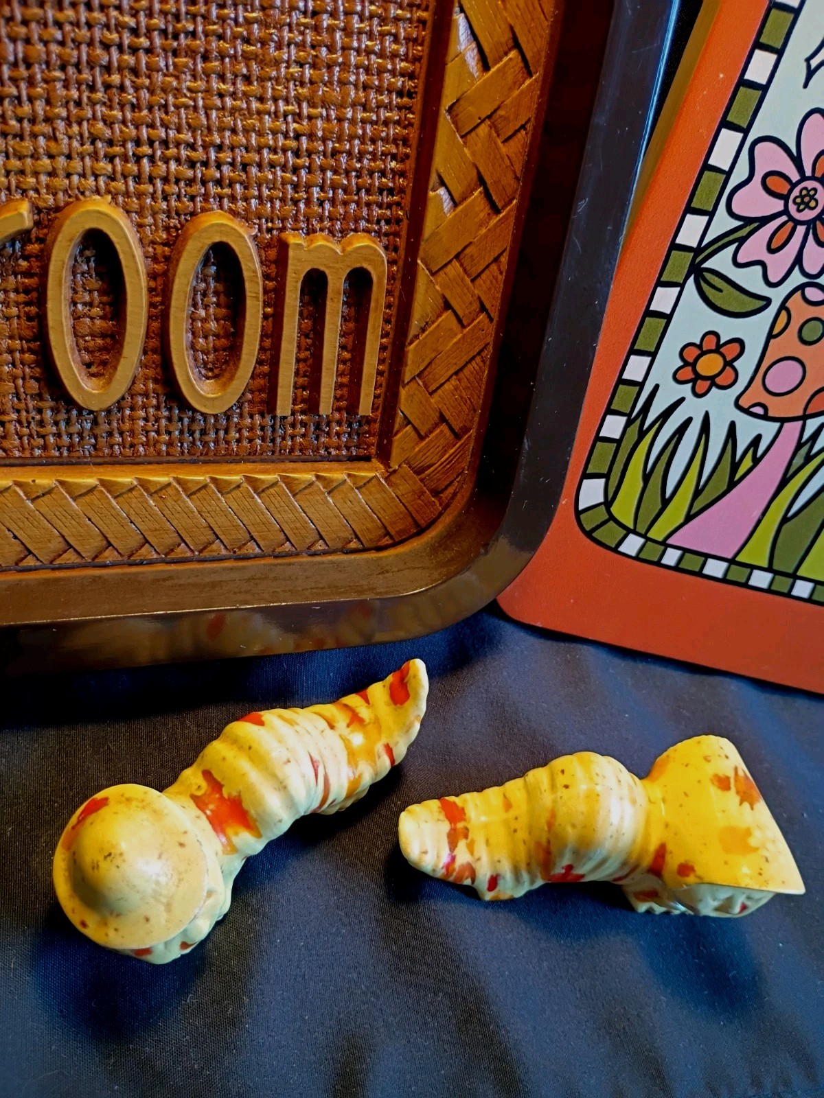 MCM & Modern Mushroom Home Decor Bundle + Anthropomorphic Caterpillar Figurines