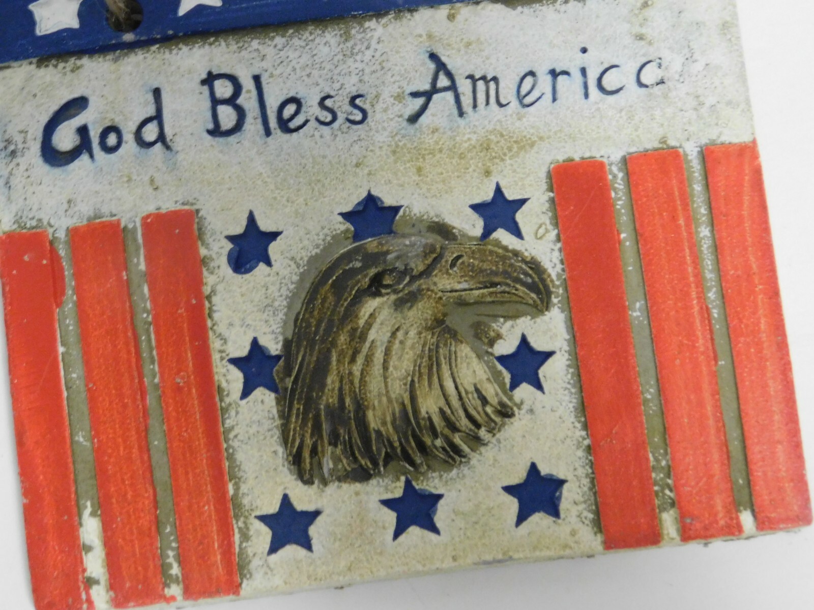 Patriotic Plaque God Bless America Eagle Stars Stripes