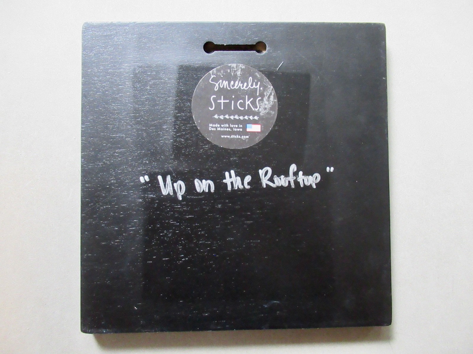 STICKS Handmade Christmas Wall Plaque Believe ‘Up on the Rooftop’ 9×9 in Square