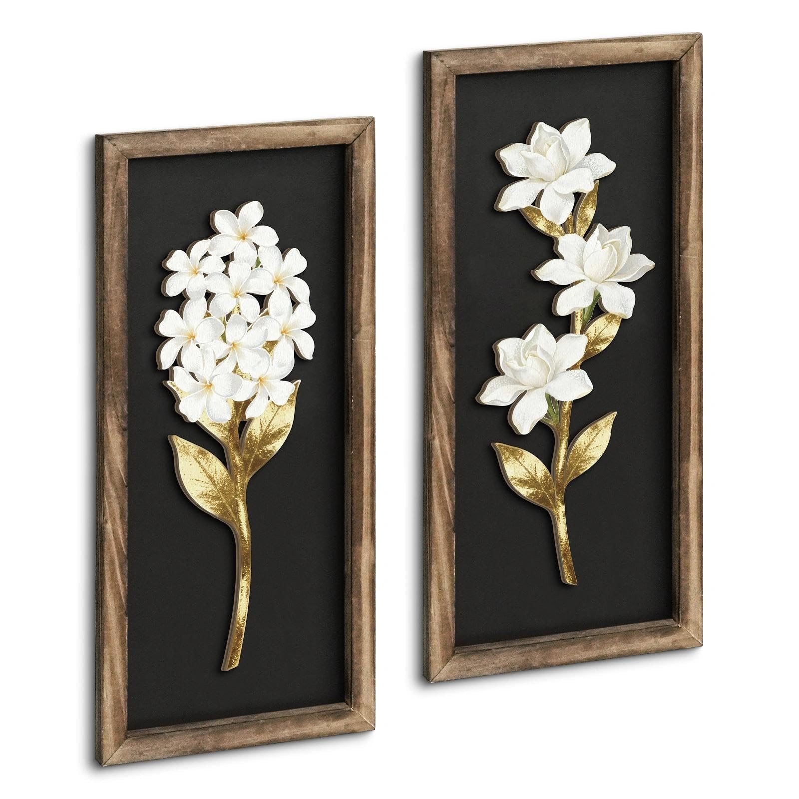 3D Floral Wall Art (Set of 2), Minimalist Floral Wall Decor, Ready-to-Hang Wo…