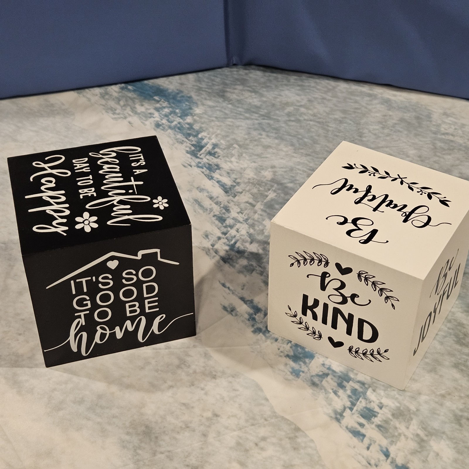 Inspirational Wood Block Decor Set Of 2 Reversible Blocks 6 Sides Farmhouse