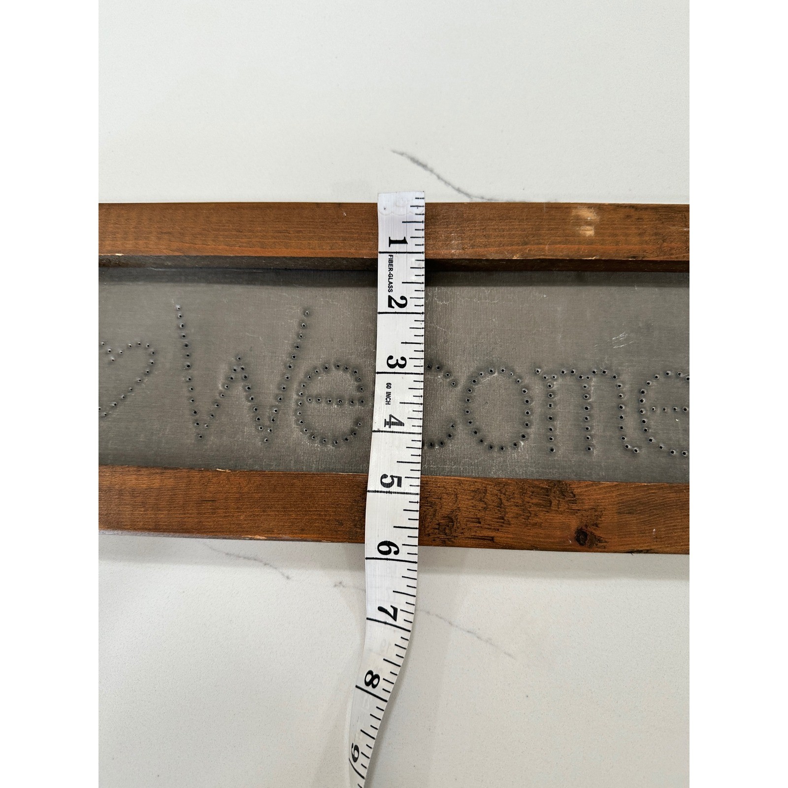 Rustic Welcome Sign Punched Metal Wood Framed Farmhouse Wall Decor
