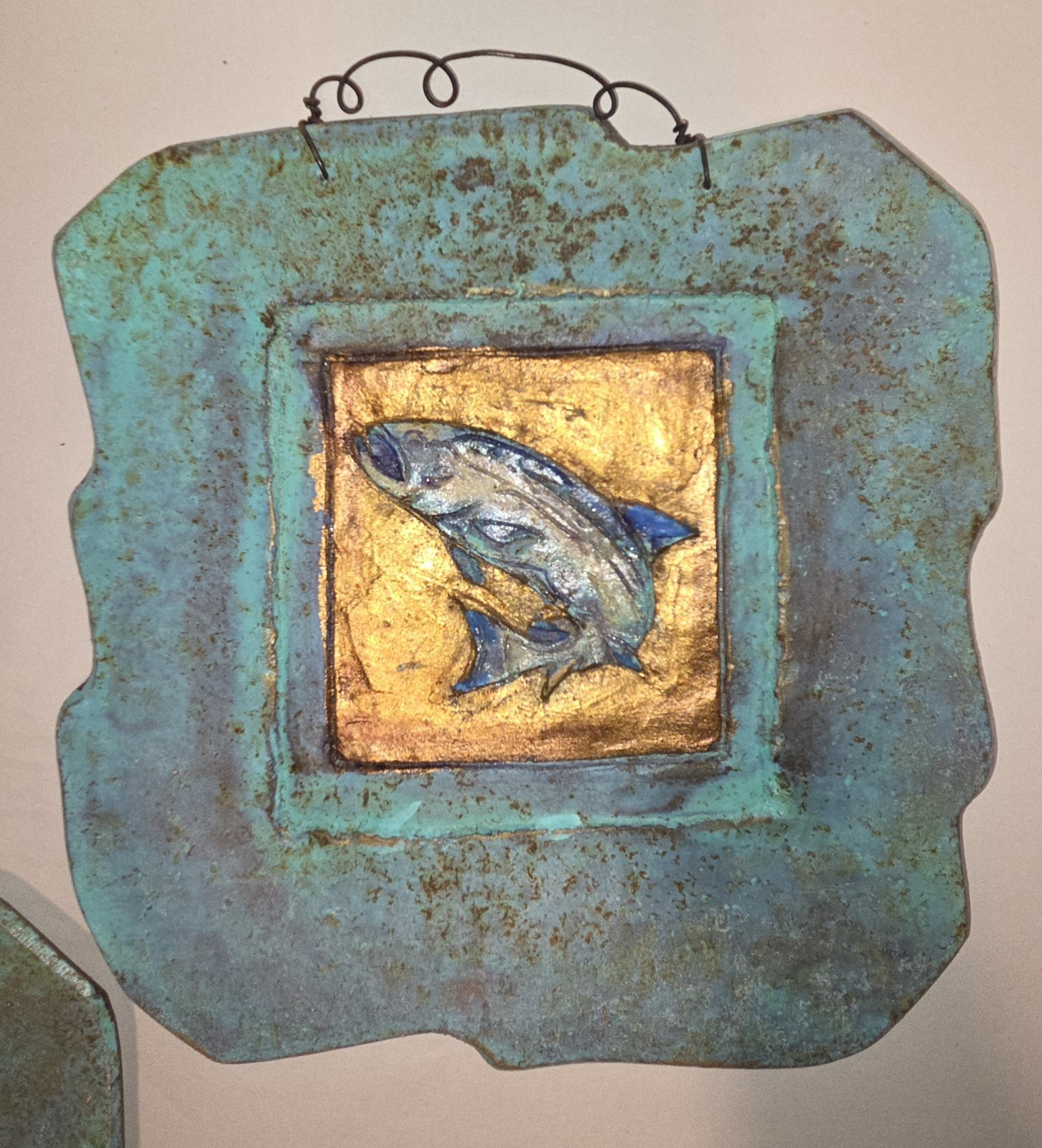 Jeanne Dana Cold Bronze Plaques Wall Art Salmon Caribou Elk Mixed Media 2 Pieces