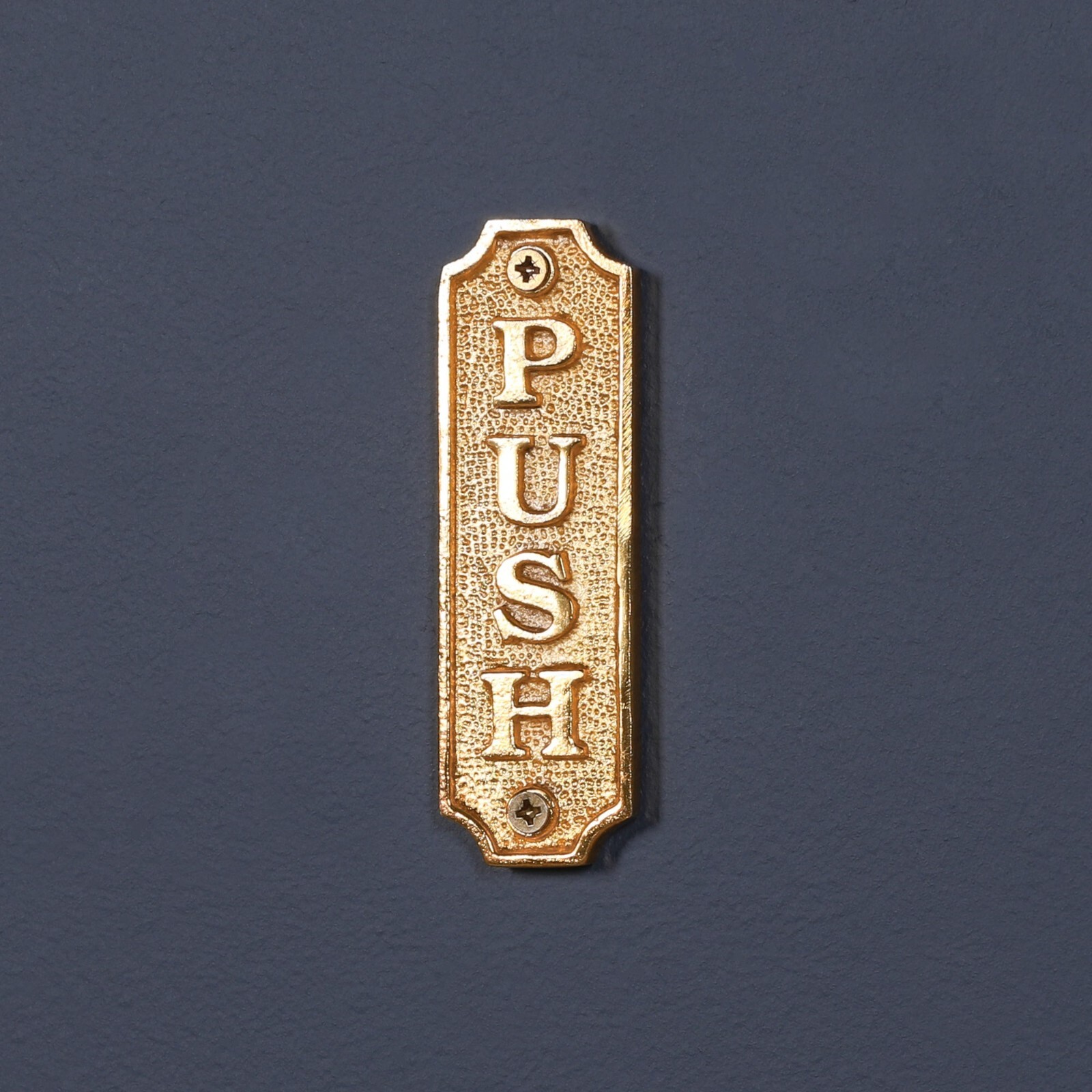 Vintage Victorian Brass Style PUSH PULL Door Sign Cast Iron Period Plaque Metal