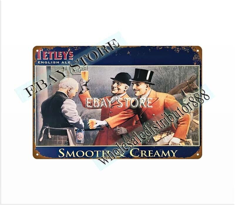 Tetley’s English Ale Cabin Lodge Decor metal tin sign rod indoor wall decor