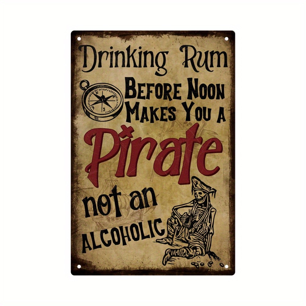 One Piece, Alcohol Vintage Tin Metal Signs, Morning Rum Drinking Will Make You a