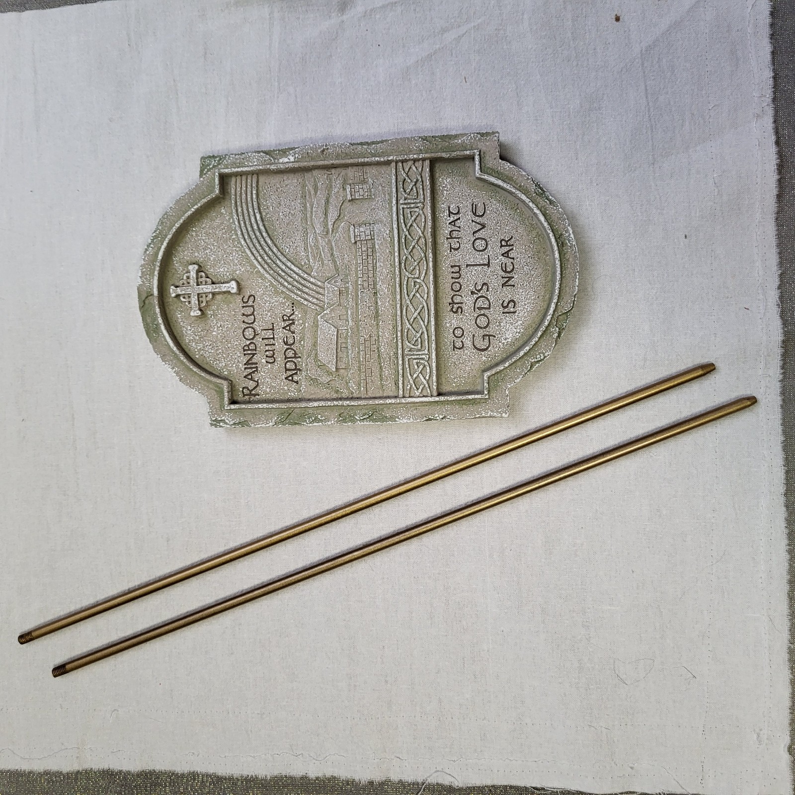 Irish Blessing Stone Plaque w/Ground Stakes “Rainbows Will Appear”