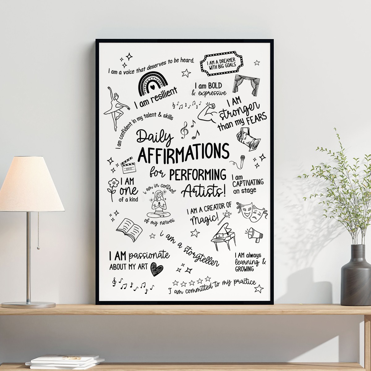 Performing Arts Daily Affirmations Poster Theatre Inspirational Quote Digital