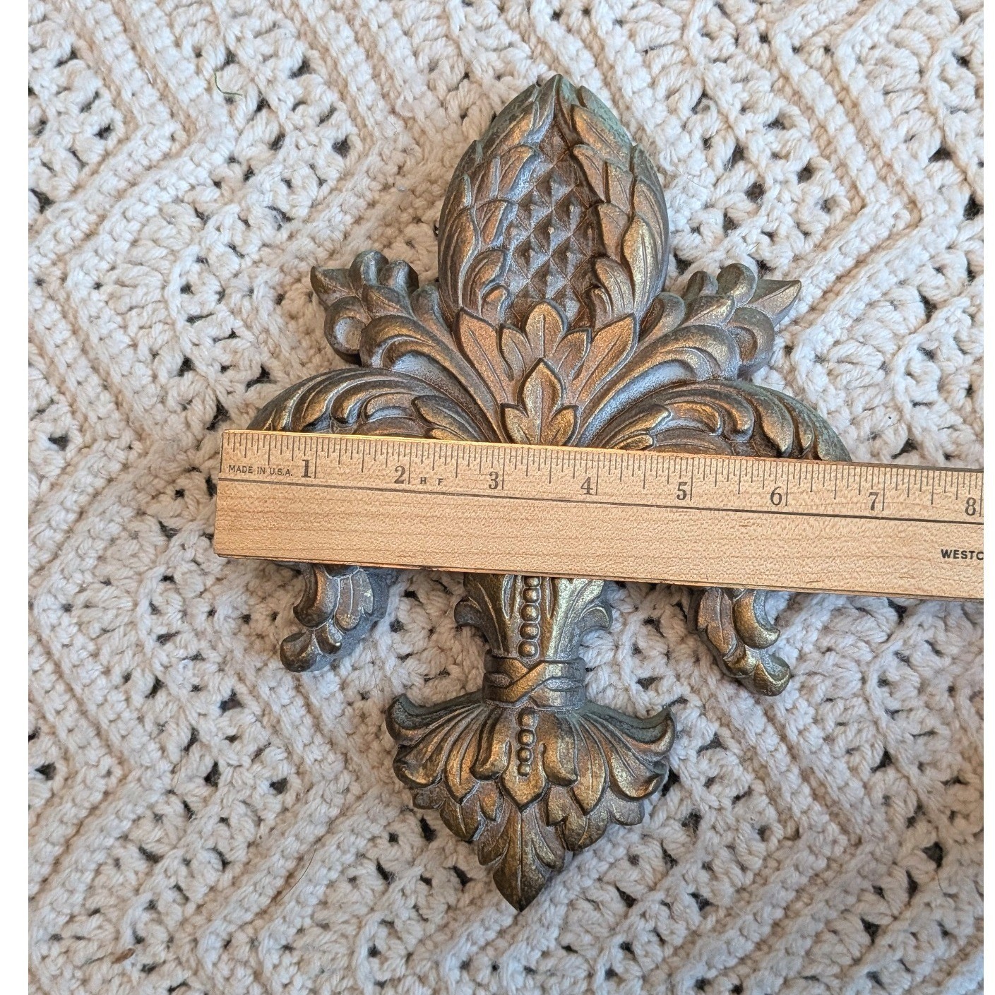 Vintage Syroco Gold Fleur De Lis Wall Plaques Set of 2 Mid Century Decor 5163