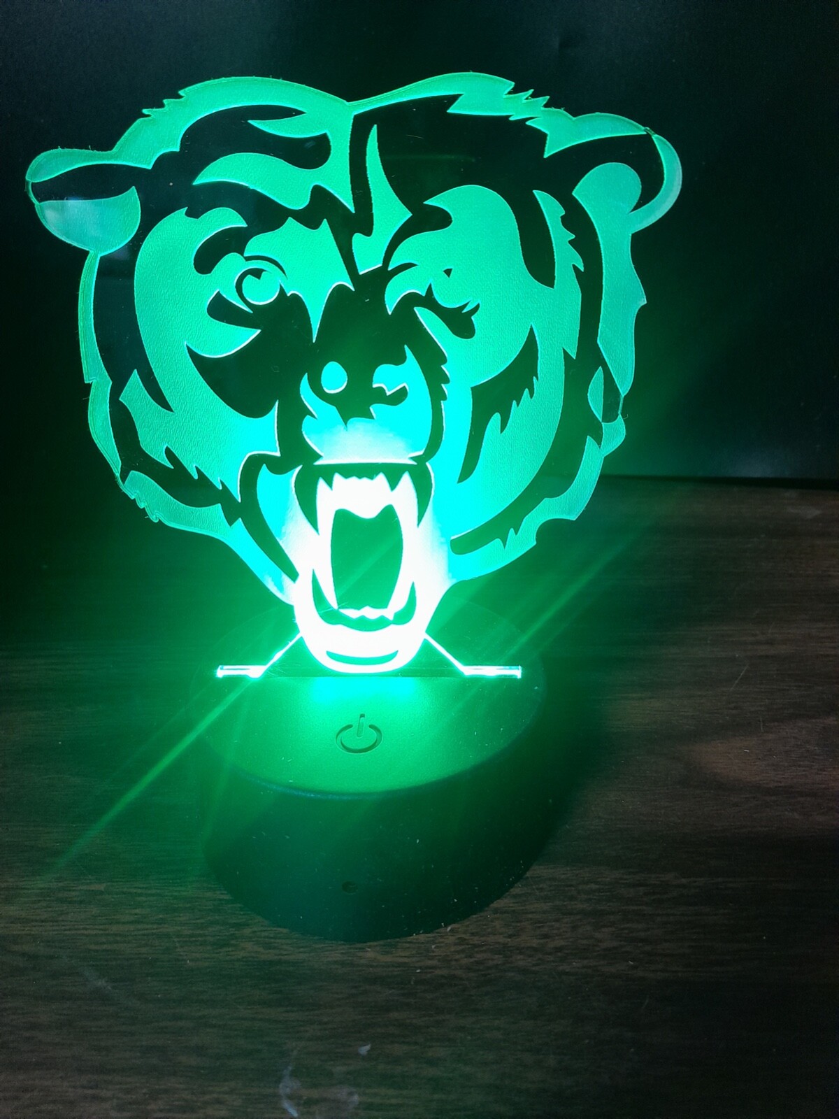 Edge Lit Tabletop Sign, Multi-Colored LED, Chicago Bears Bear, Night Light
