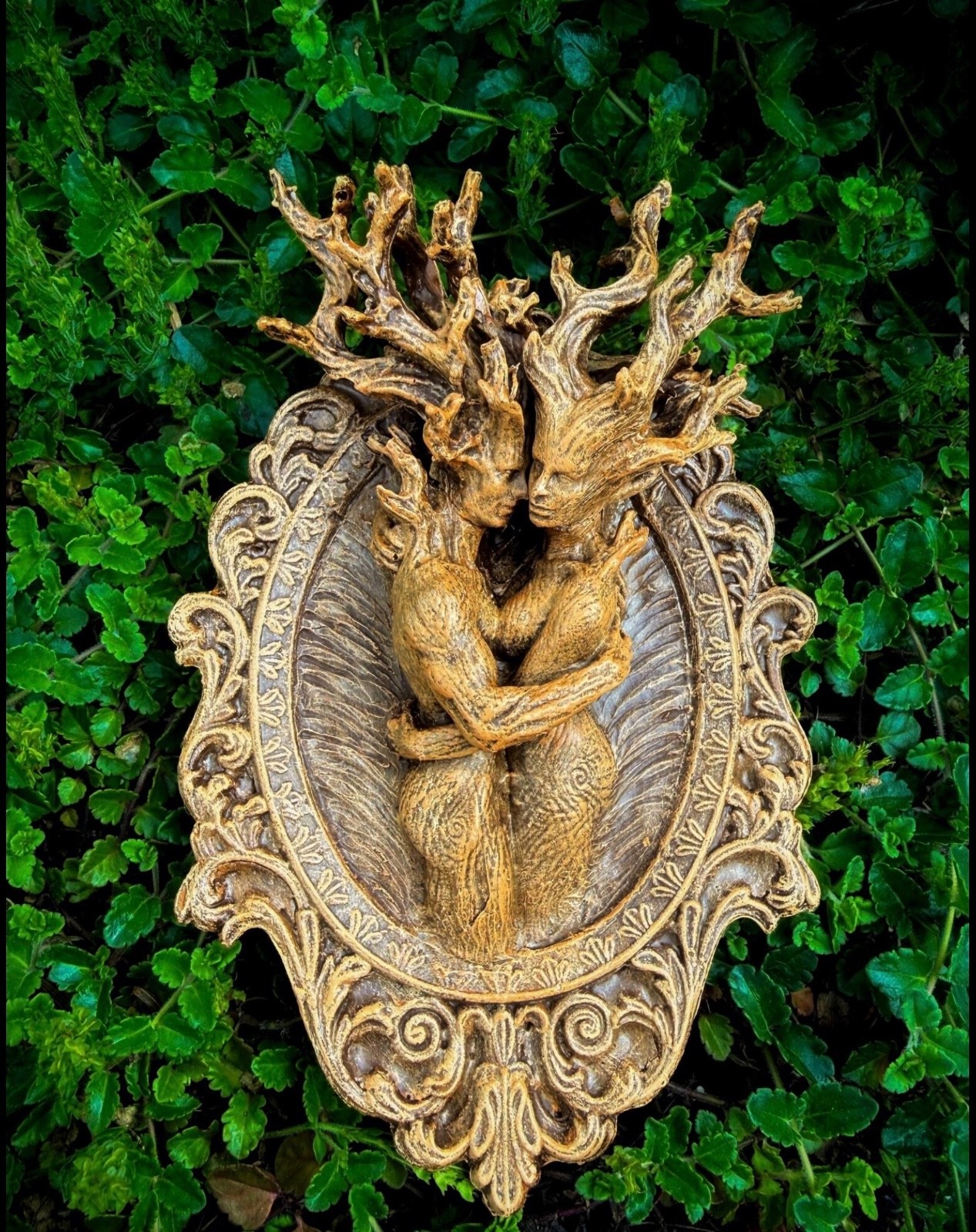 Amor Silvanus Dryads Wall Plaque Resin Tree Spirit Forest Couple Figurine Decor