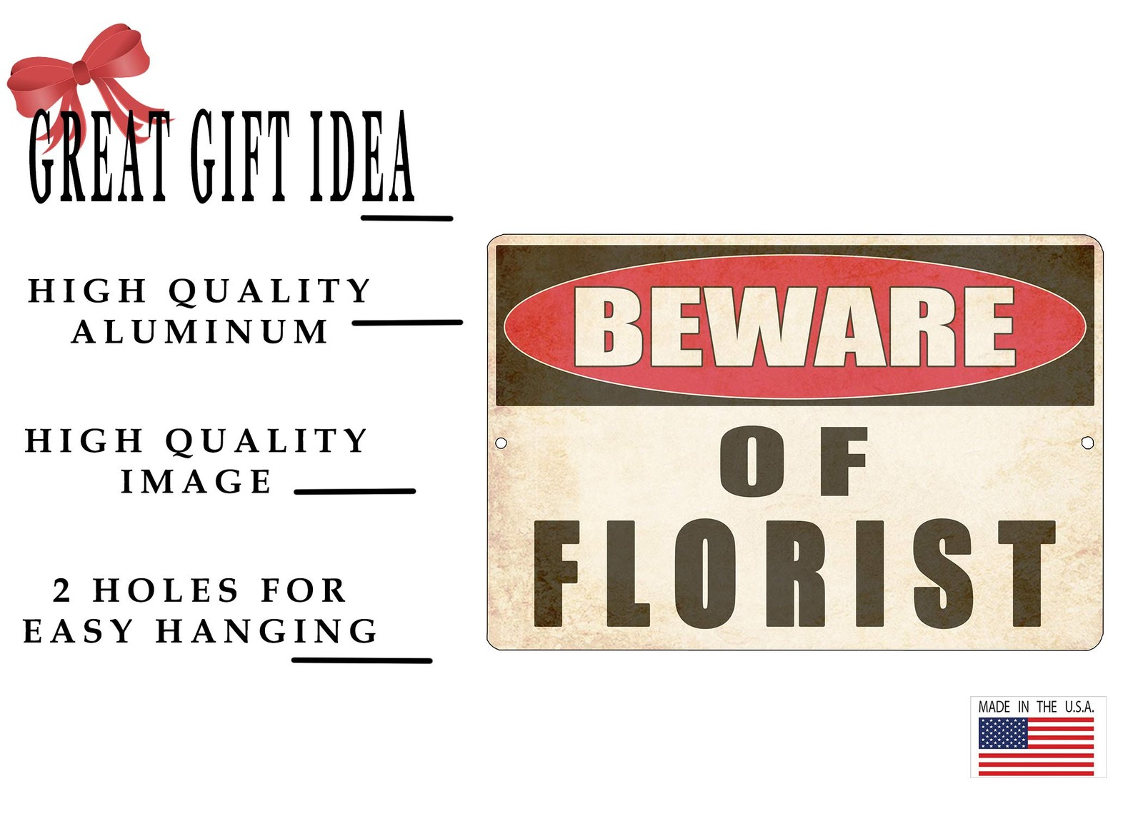 Funny Sarcastic Metal Tin Sign Wall Decor Flower Shop Yard Wall Warning Bewar…