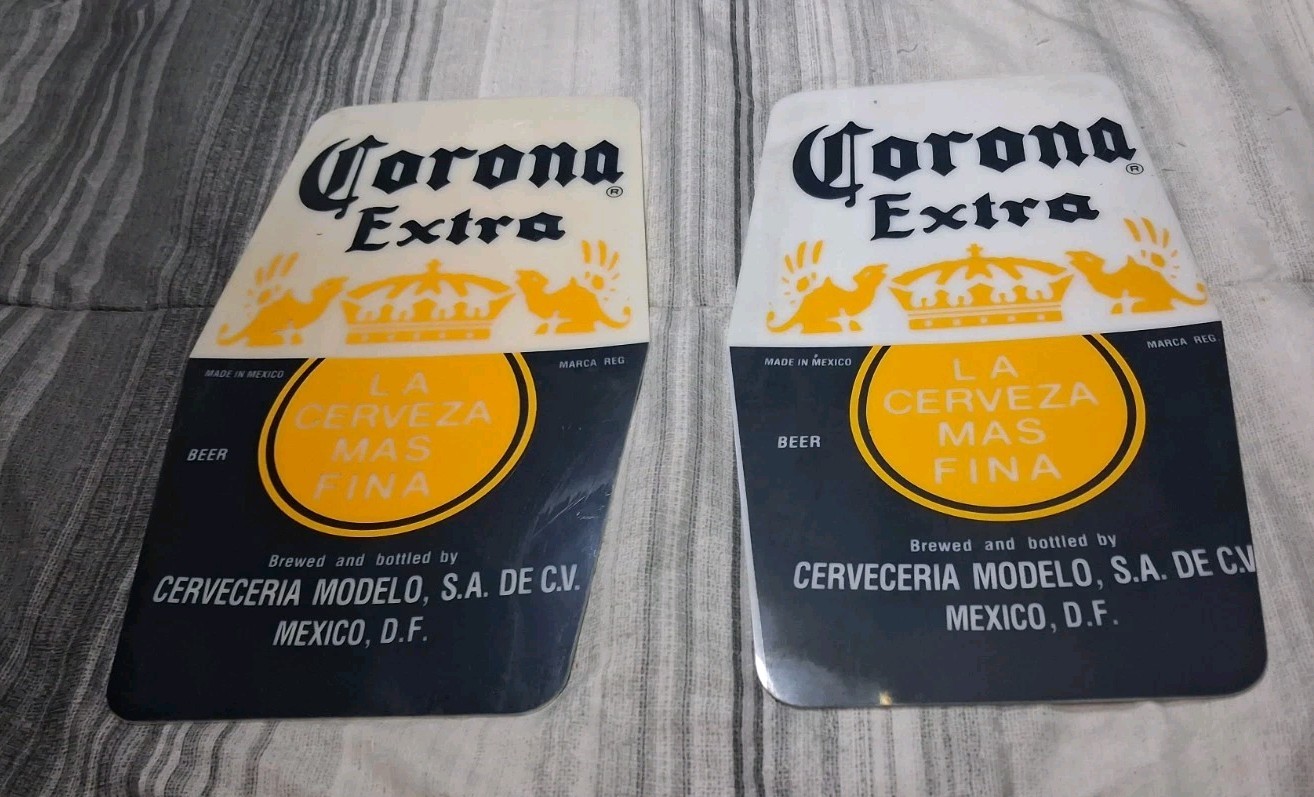 Corona Extra Beer Vintage Novelty Plastic Sign 12″ Lot Of 2