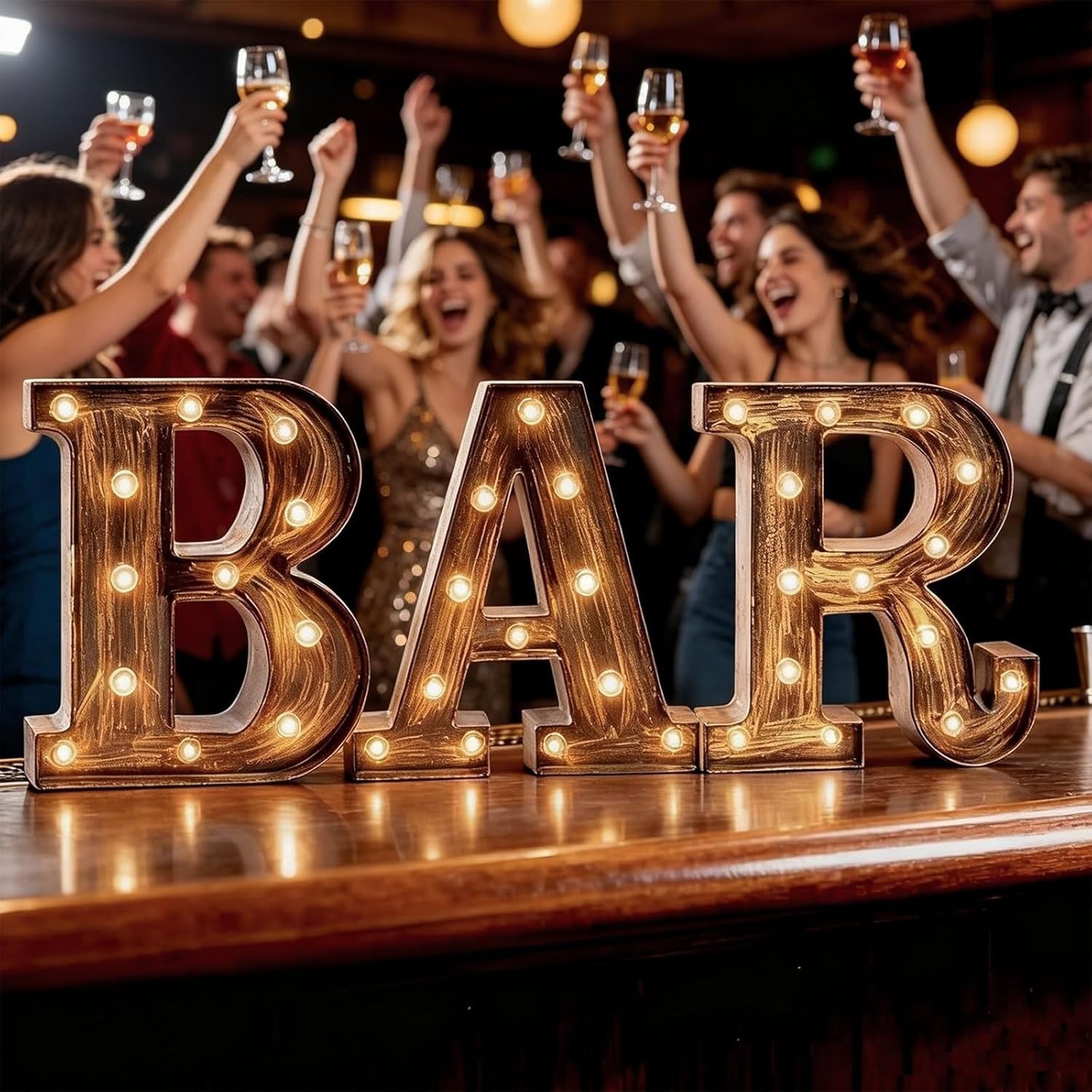 LED Vintage BAR Sign Light – Perfect for Home Décor & Parties, Battery Operated