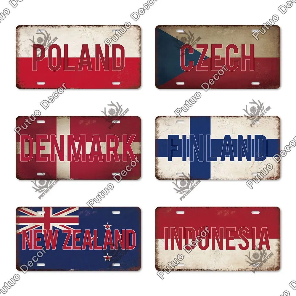 Mexico Flag Decorative License Metal Plate Vintage Travel Sign Wall Tin Plaque