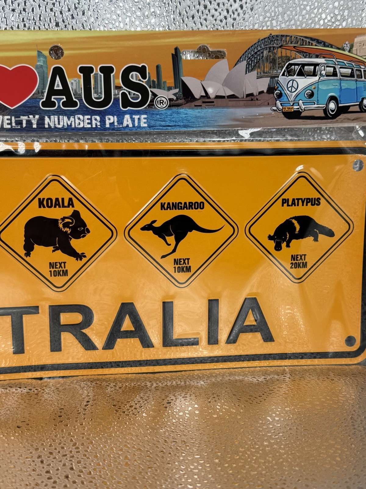 I Love Aus Australia Novelty Number Plate Yellow Metal Wildlife Sign BK-CP3