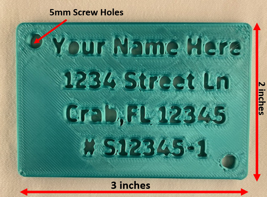 Custom crab/lobster pot ID (identification) name tag (set of 6)