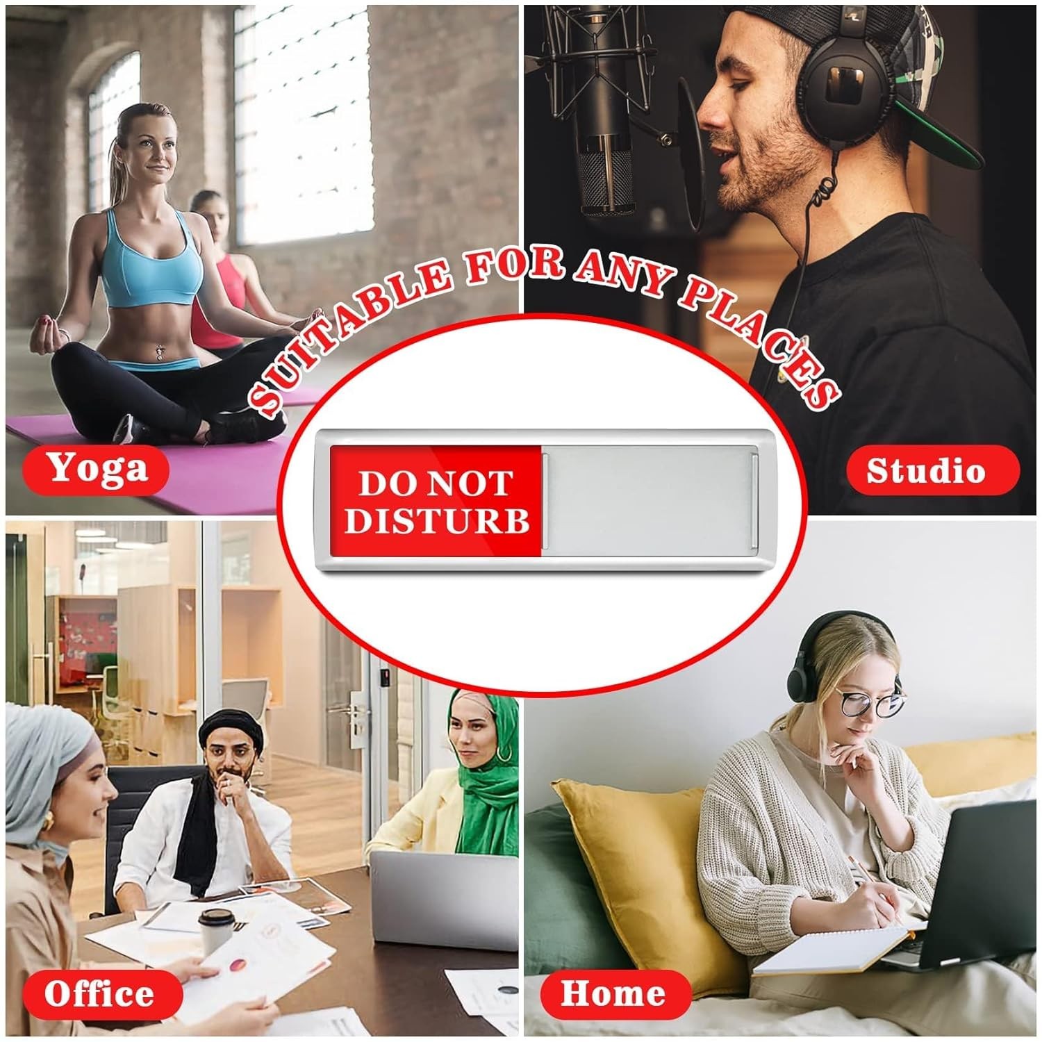 Do Not Disturb Door Hanger Sign – Meeting in Progress Green, Red