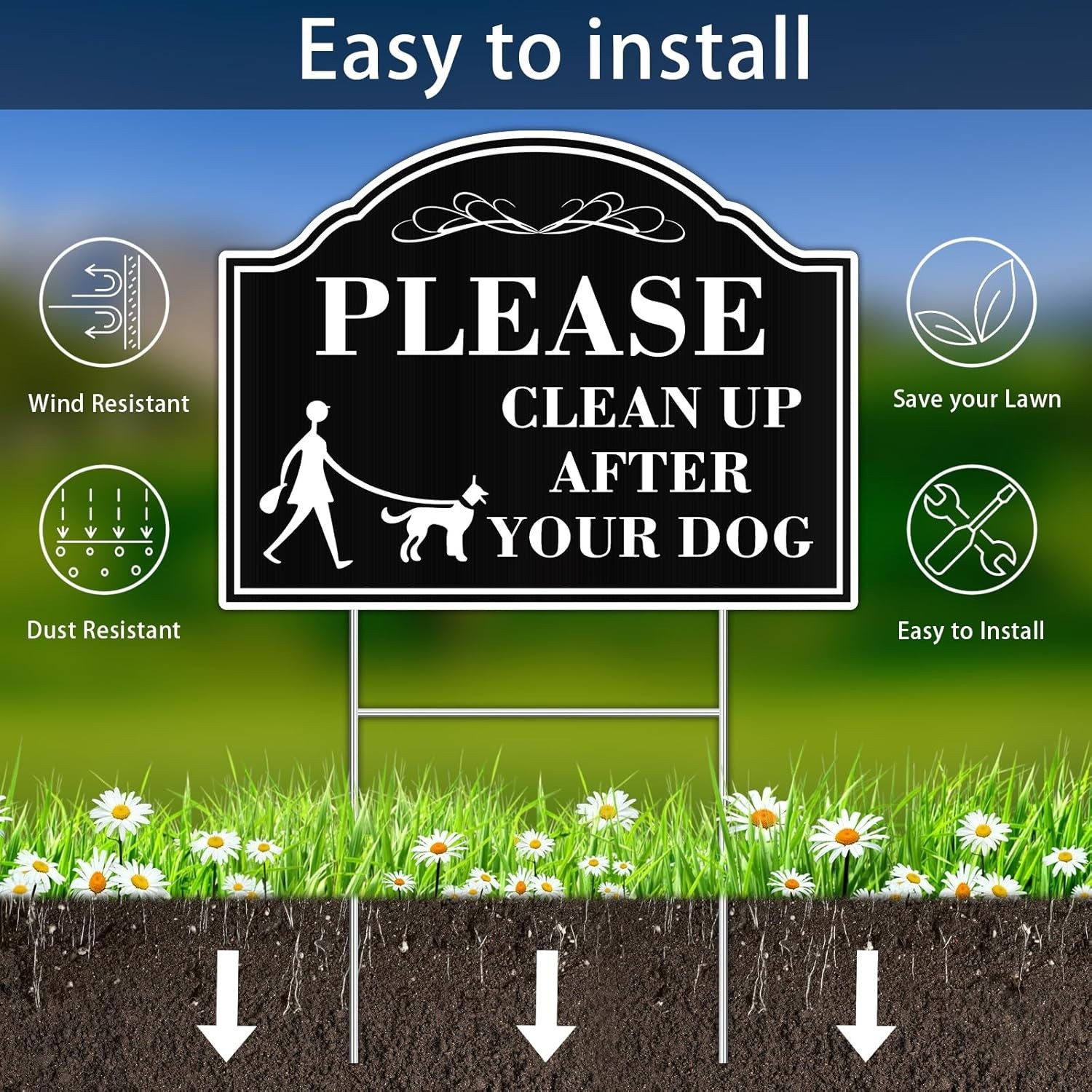 Clean Up After Your Dog Sign – 2 Pack, 12.6×9.5in, Double Sided for Visibility