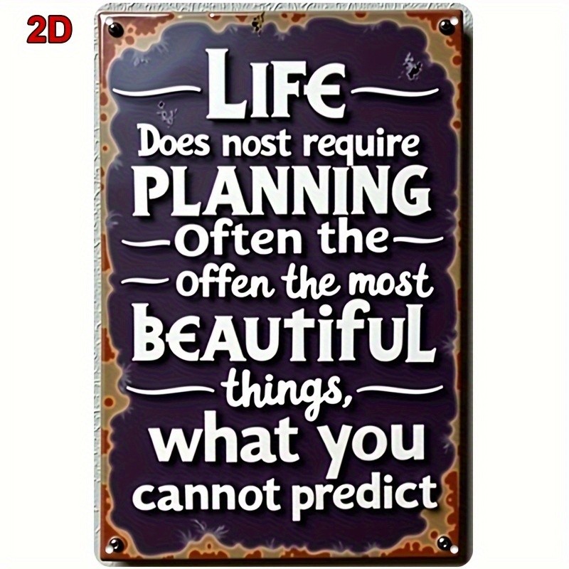 Purple Vintage Life Quote Metal Sign Farmhouse Living Room Entry Home Wall Decor