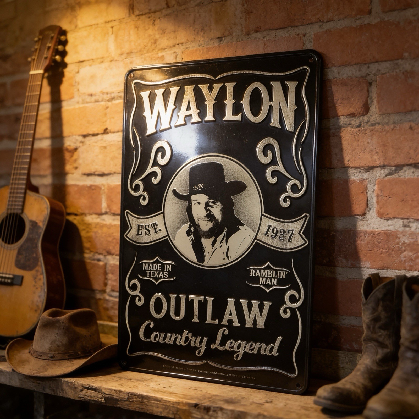 12″X8″ Embossed Vintage Style “Waylon, The Rambling Man” Sign…Ships Free!