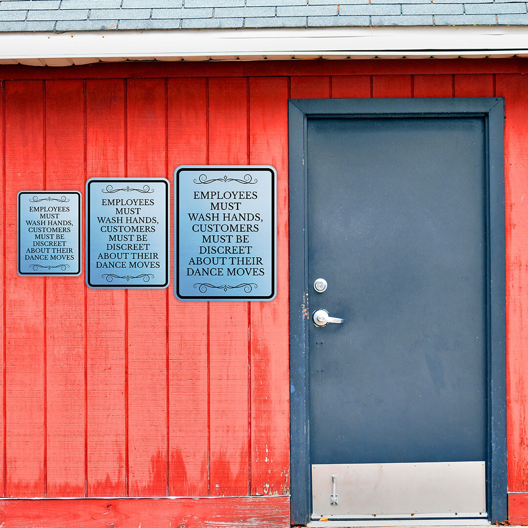 Portrait Round Plus Employees Must Wash Hands Wall or Door Sign