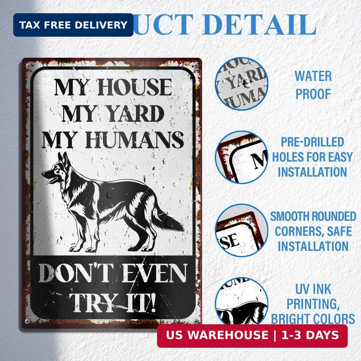 Beware of Dog Signs for Fence, Private Property No Trespassing Warnings for Yard