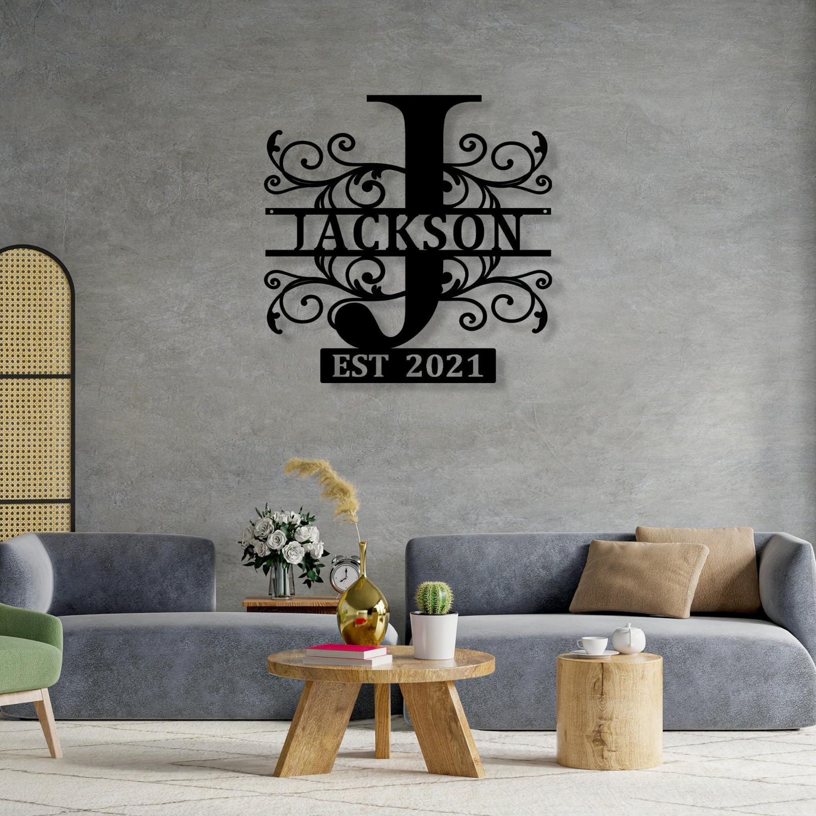 Personalized Metal Family Last Name Sign, Custom First Name Est Year Established