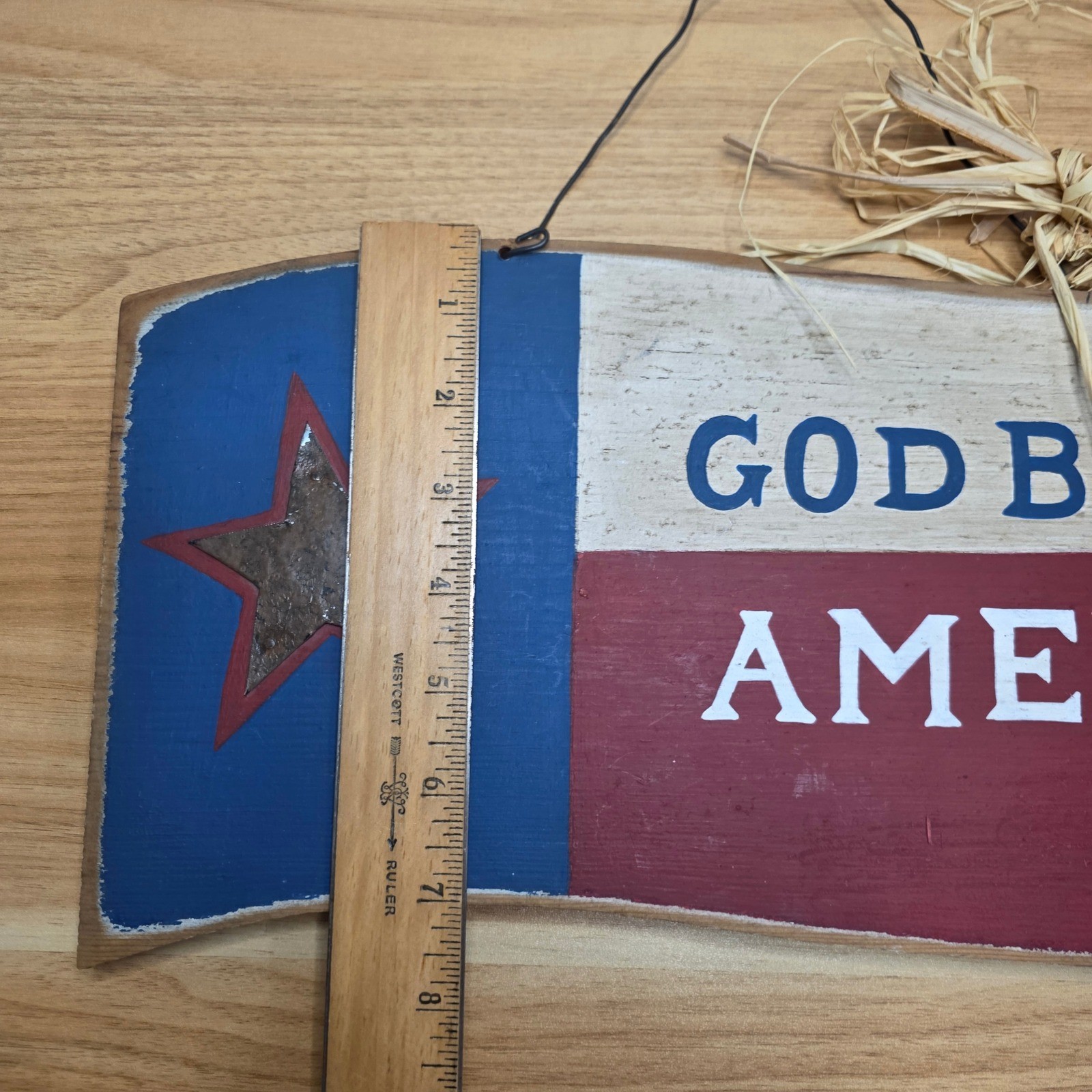 Rustic God Bless America Wood Sign Flag Patriotic Home Decor