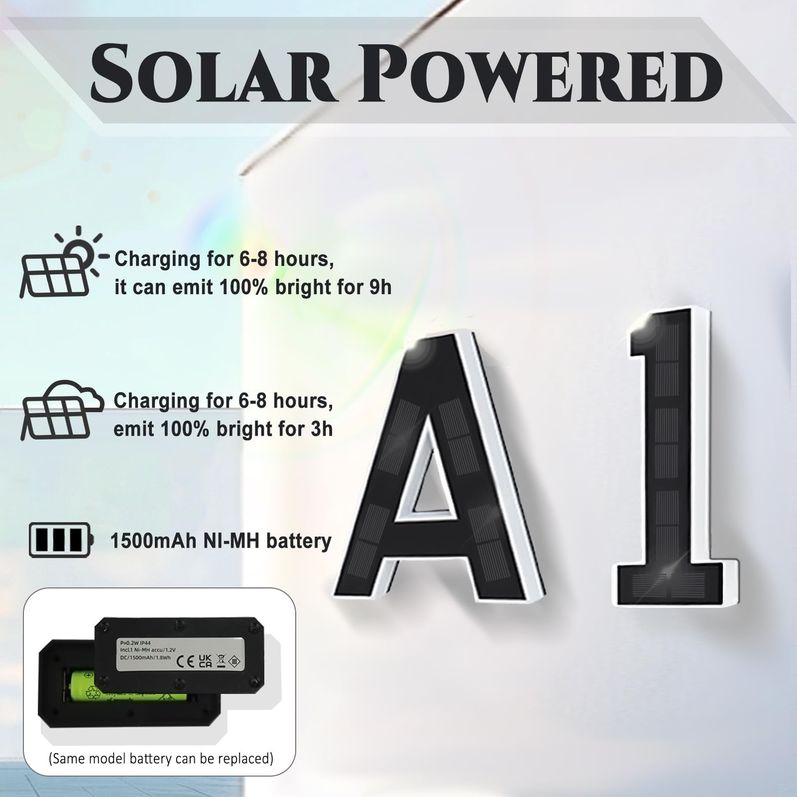 9 Inch Solar Lighted House Numbers for Outside, Light Up Waterproof LED Addre…