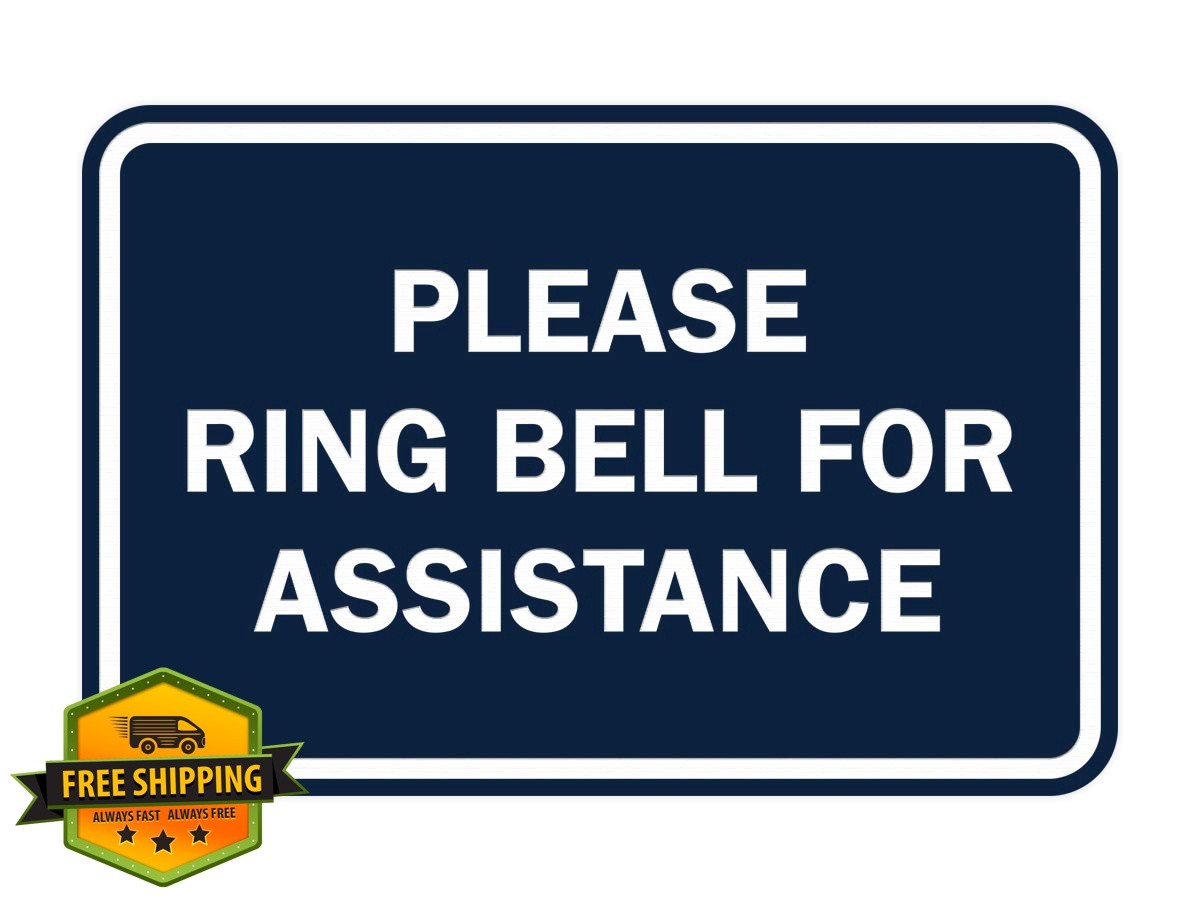 Signs ByLITA Ring Bell Sign Medium Navy Blue/White