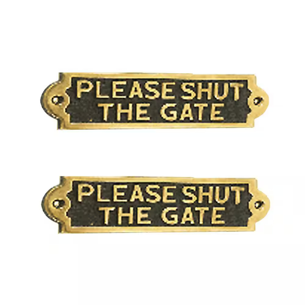 Plaques Please Shut the Gate Sign Polished Brass Plate (Pack of 2)
