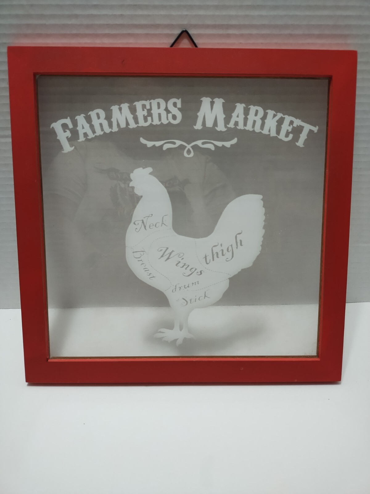 Farmhouse Wall Decor Red Chicken Farmers Market Kitchen Clear Plastic READ