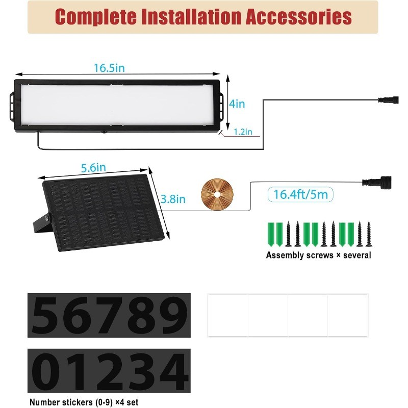 Solar House Numbers for Outside,Lighted Address Numbers for DIY with Solar Panel
