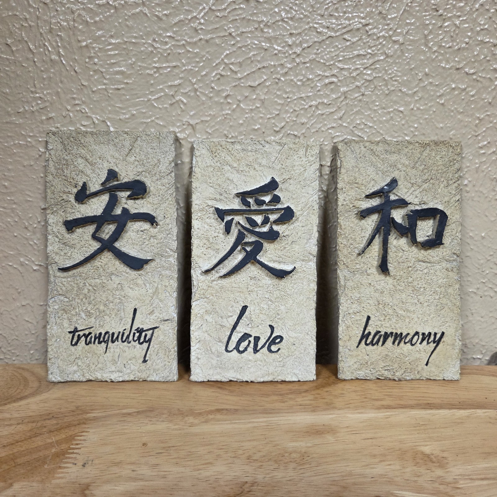 Chinese love harmony Tranquility Ceramic Plaques Wall Decor Distressed Lot