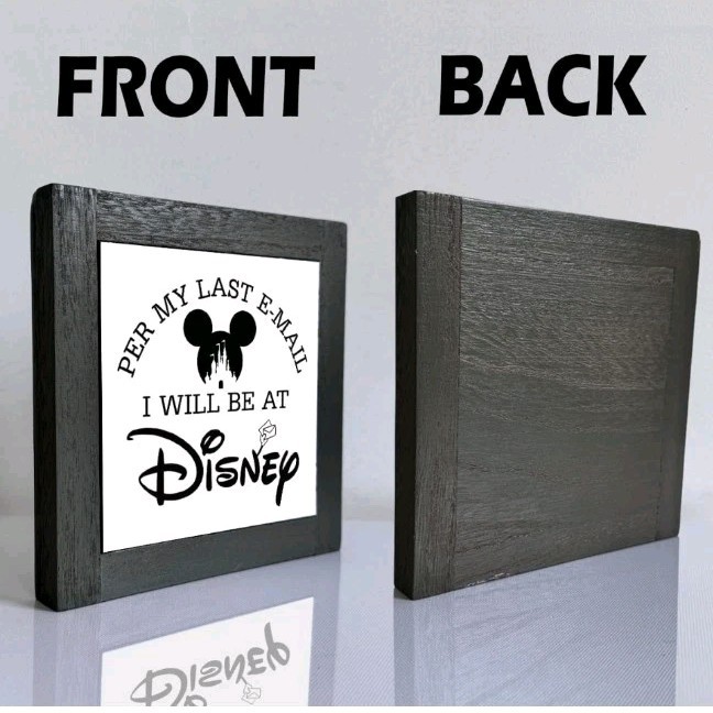 Disney Black Wooden Box Farmhouse Wood Sign Home Desk Decor New Email & Disney