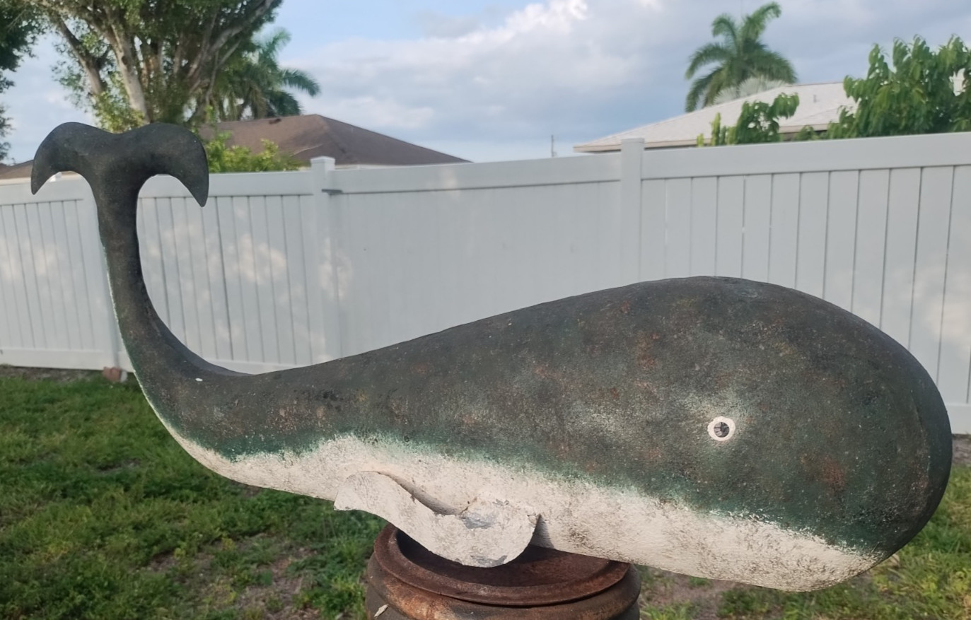 Large 29″ Handmade Whale Tin Hanging Trade Fish Sign Sculpture