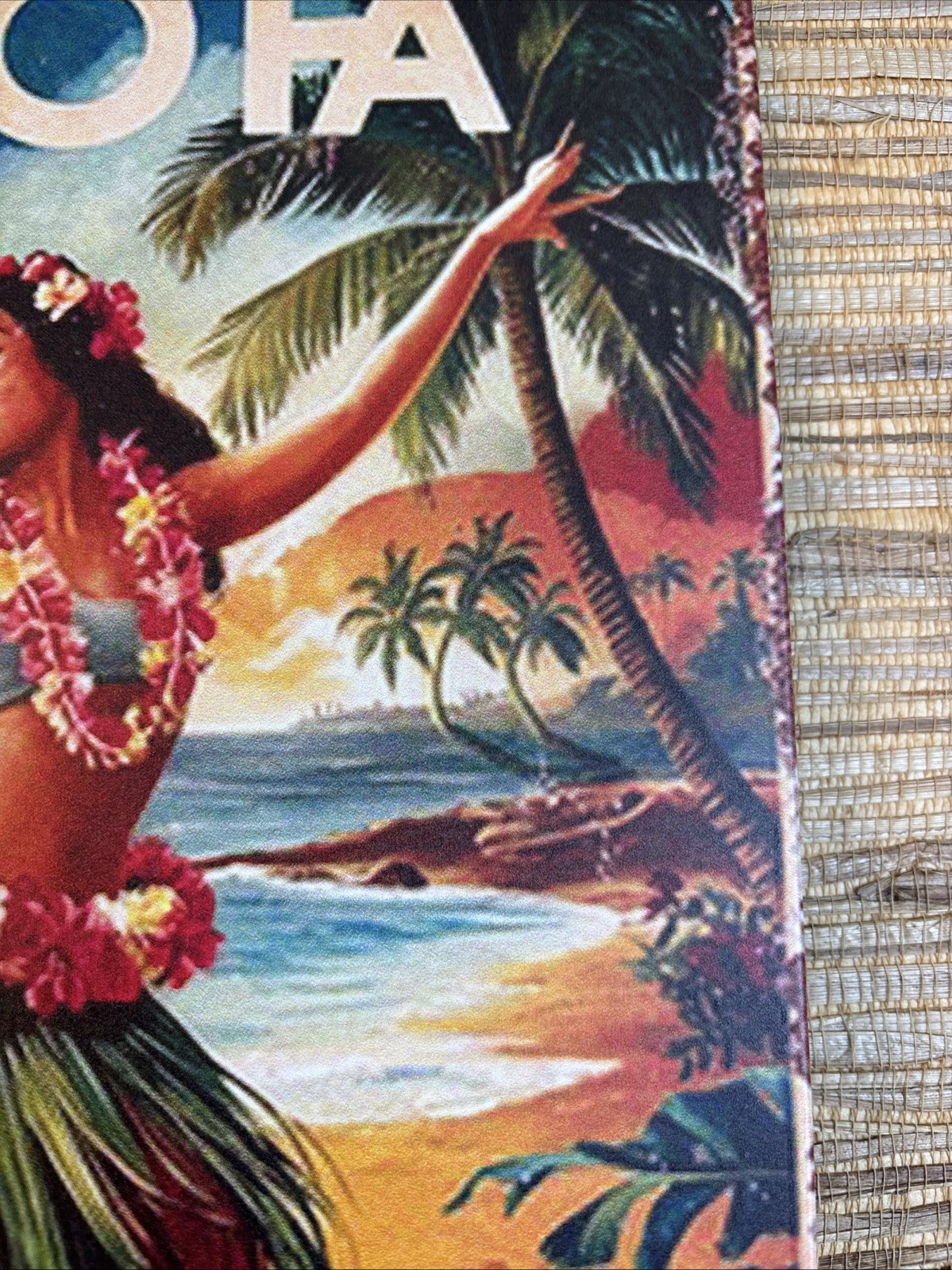 ALOHA From Waikiki Metal Tin Sign 12″ x 8″ Vintage Style Tiki Bar Hula Girl New