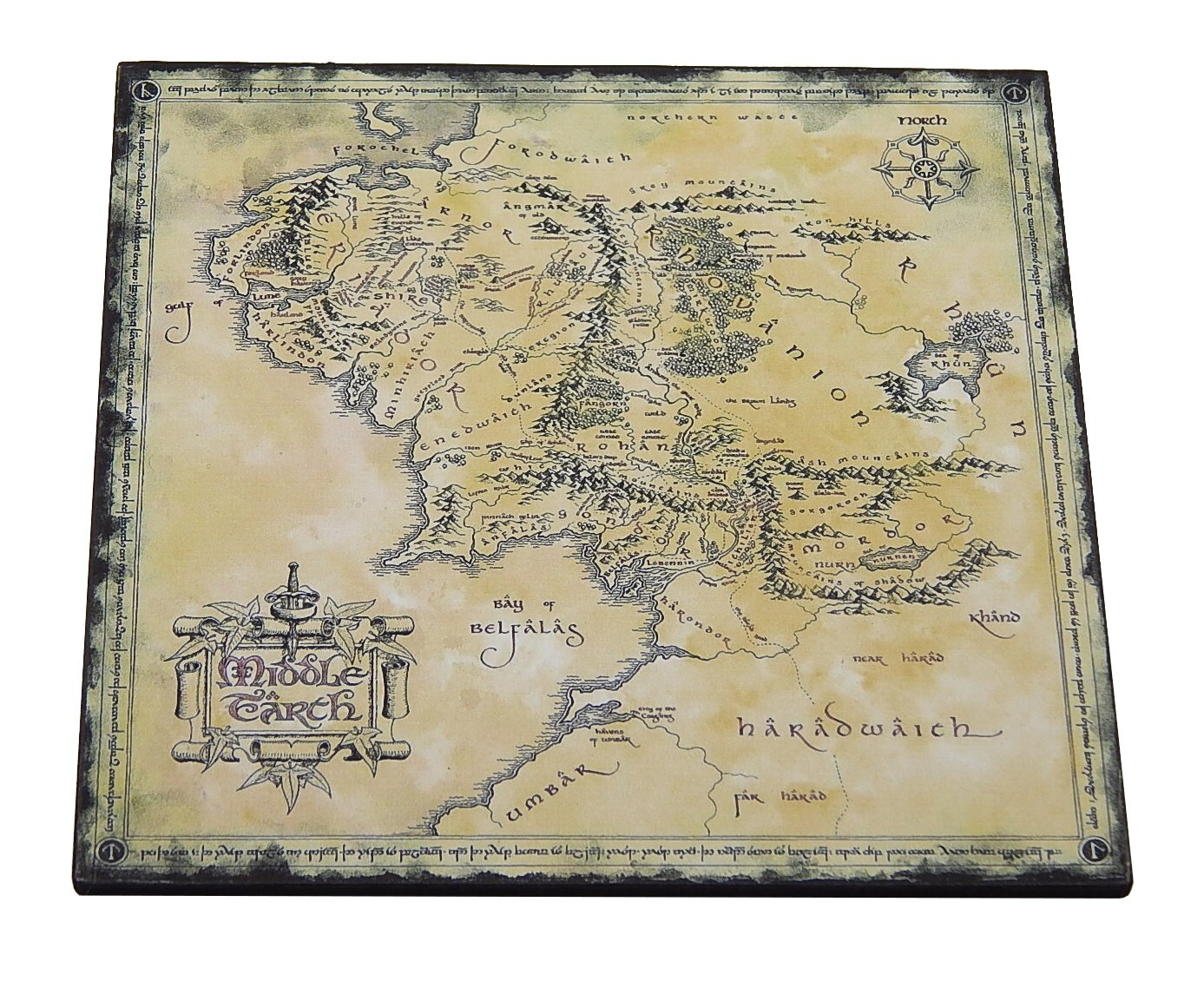 The Lord Of The Rings Hobbit Middle Earth Map Sign Shelf Sitter Wall Art 5″x5″