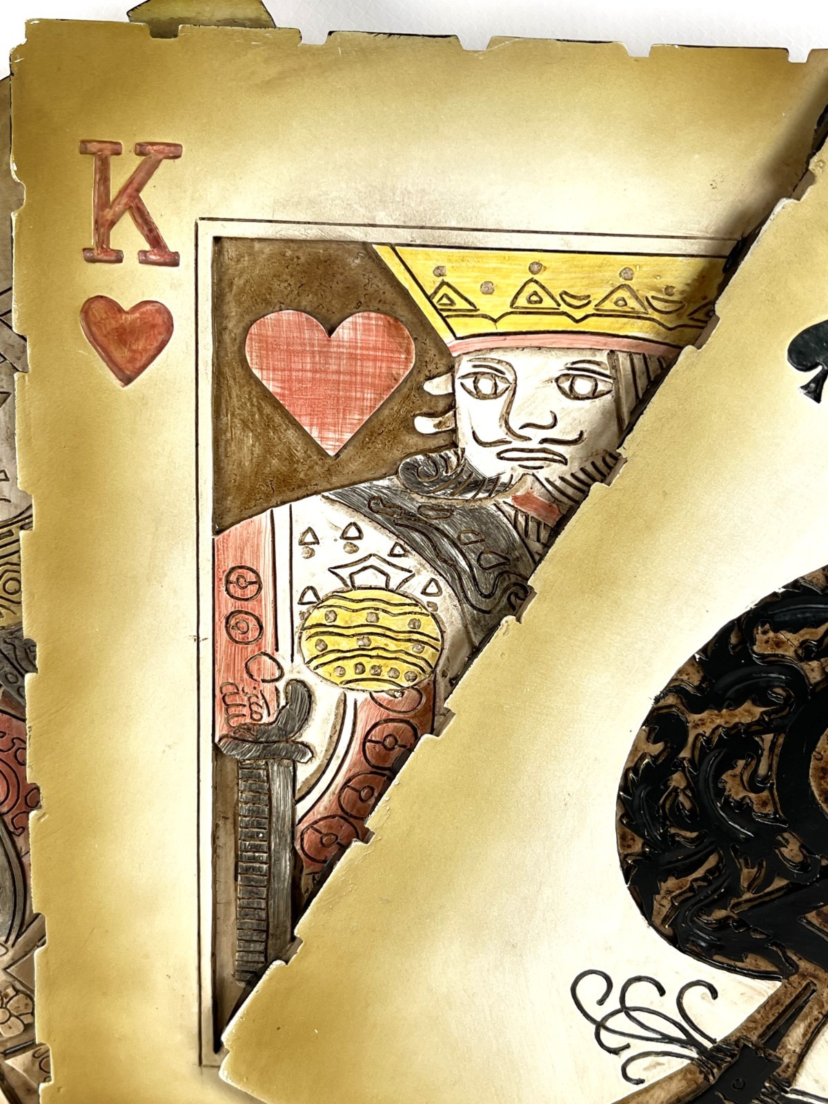 VTG Playing Card Suit Resin Wall Art Fanned Ace King Queen Jack Game Room 22″