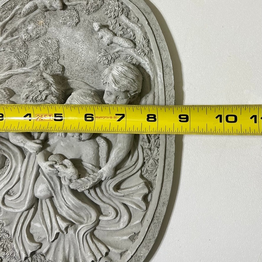 Cherub Angels Wall Plaque Plaster 11.5″ x 8.5″ Decor Lt Gray 3D Textured Angels