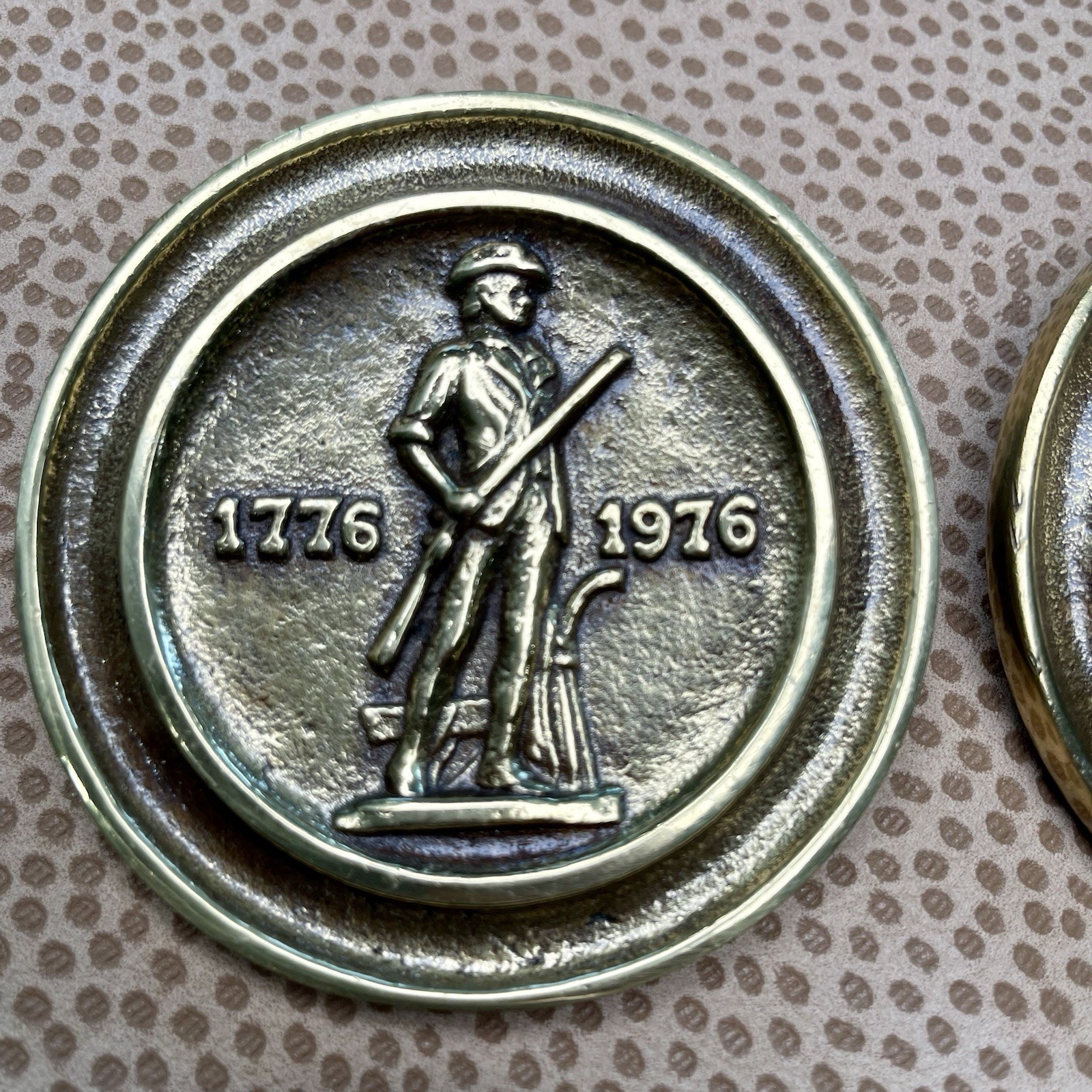 Vtg Keeler Cast Brass Bicentennial Wall Plaques 3.5” Patriotic Americana USA 250
