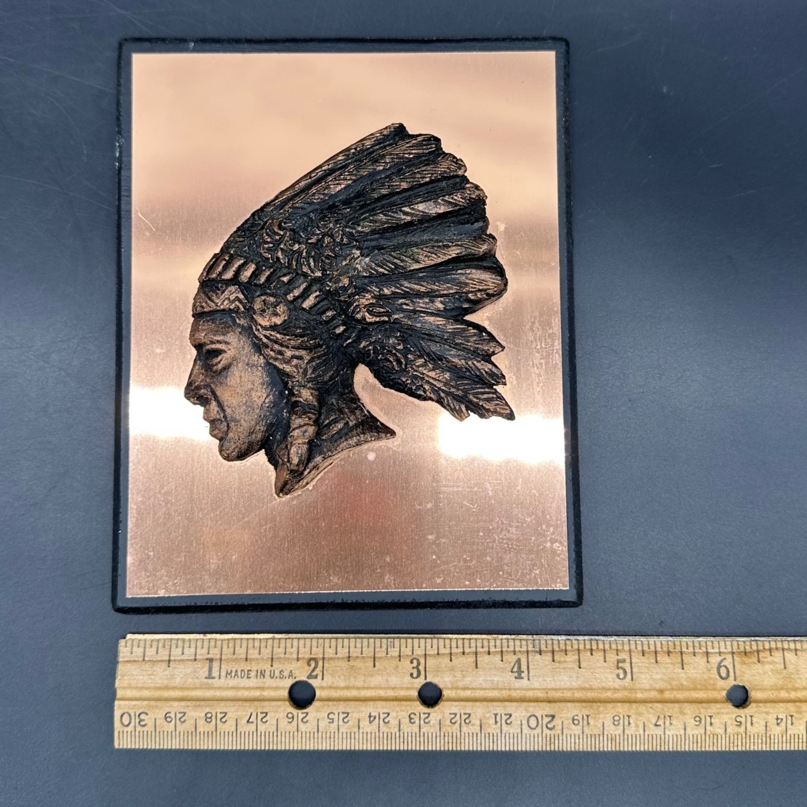 Vintage Wall Plaques Native Chief Australian Souvenir Copperama Australia Copper