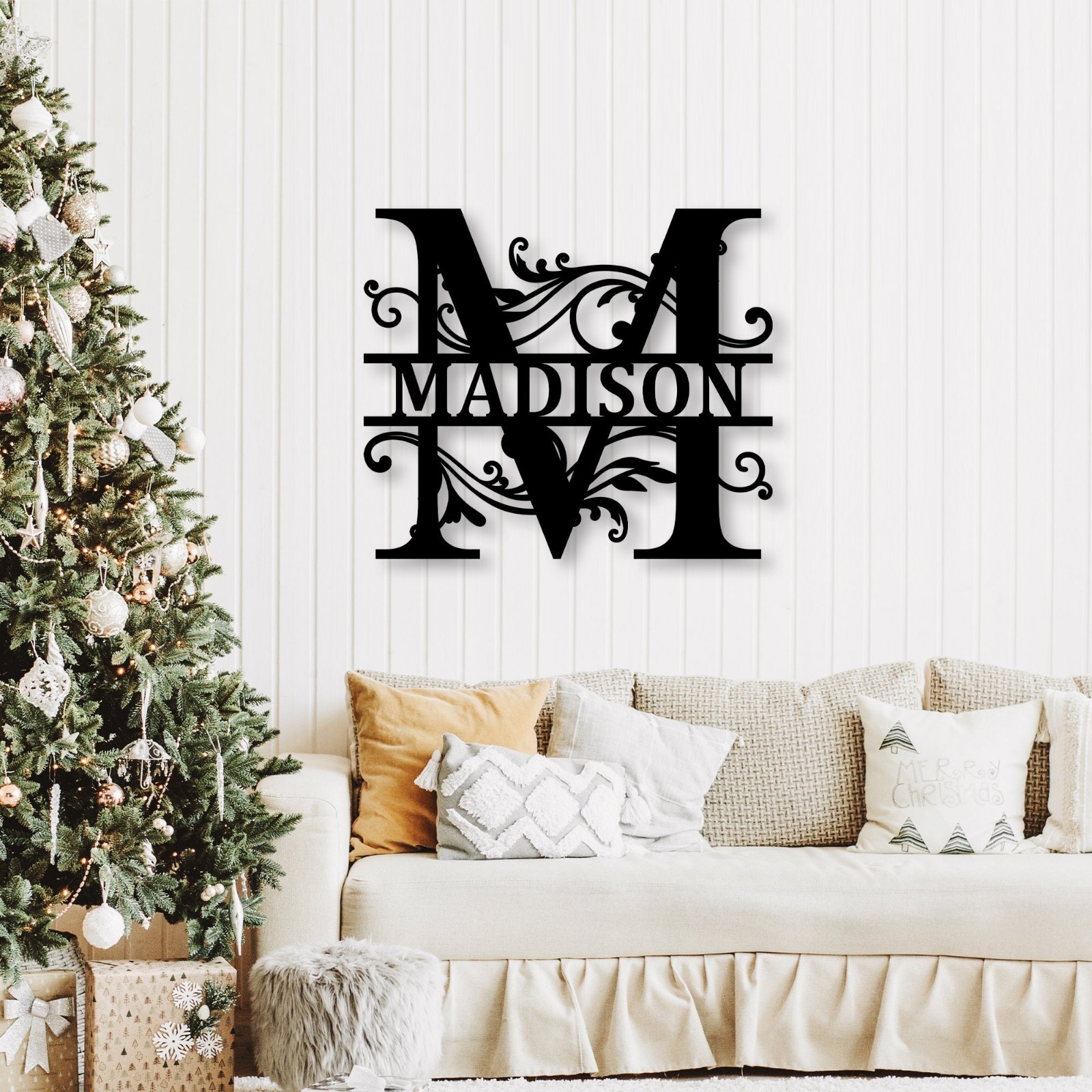 Personalized Monogram Metal Sign, Family Name Wall Decor Gift