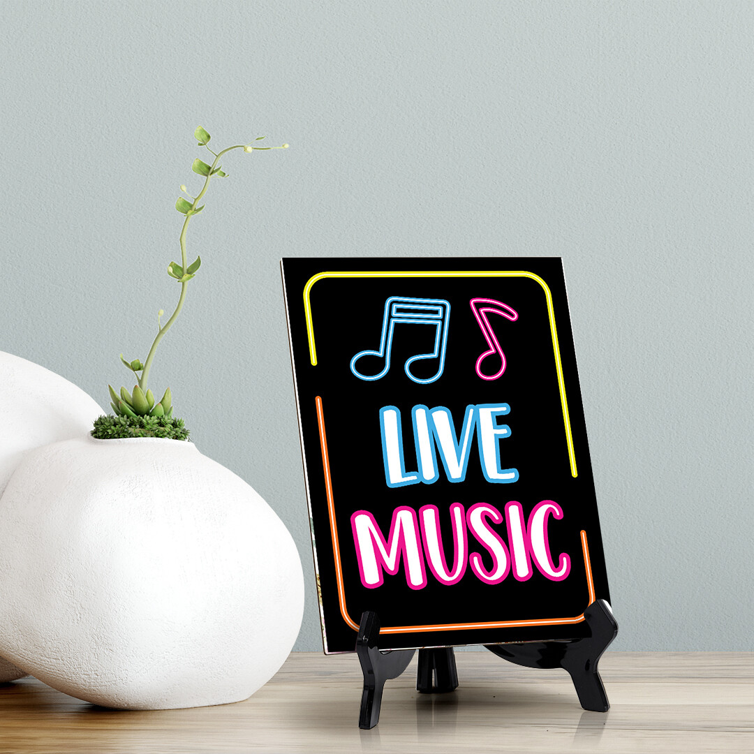 Signs ByLITA Live Music Table Sign with Acrylic Stand (6×8“)