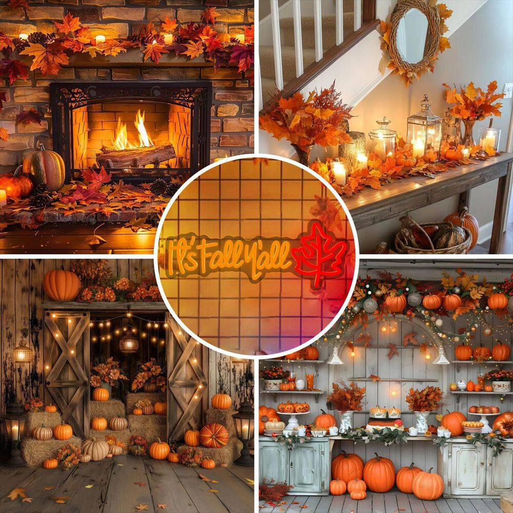 Thanksgiving Fall Maple Leaf LED Neon Sign Wall Hanging Acrylic Multicolor Home