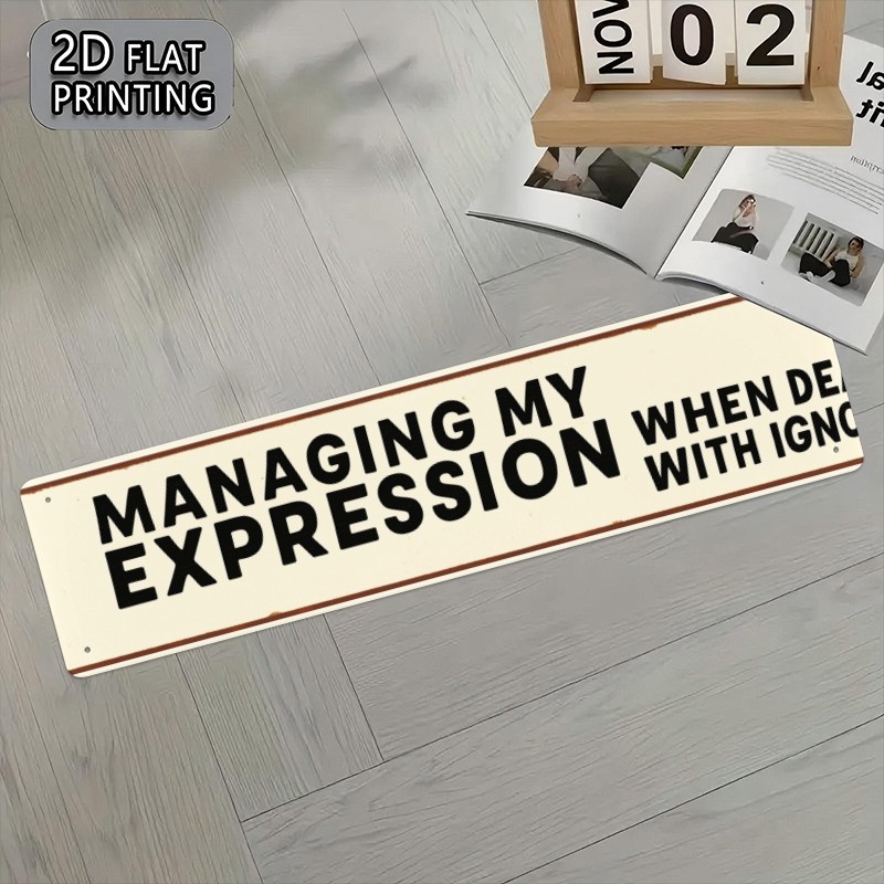 Simple Rectangular Metal Plate Funny Work Saying Basement Wall Adornment