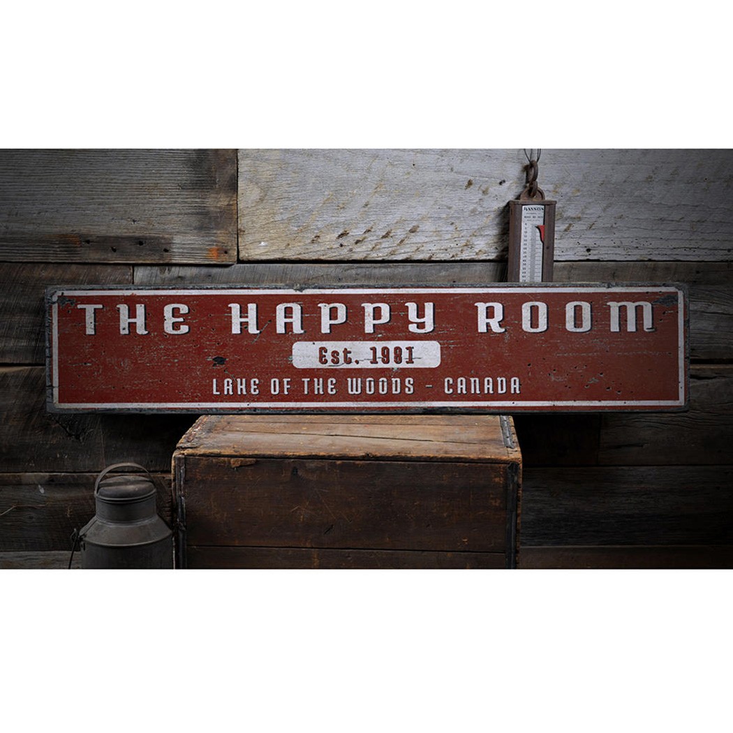 Happy Room Home Bar – Rustic Handmade Custom Wooden Sign